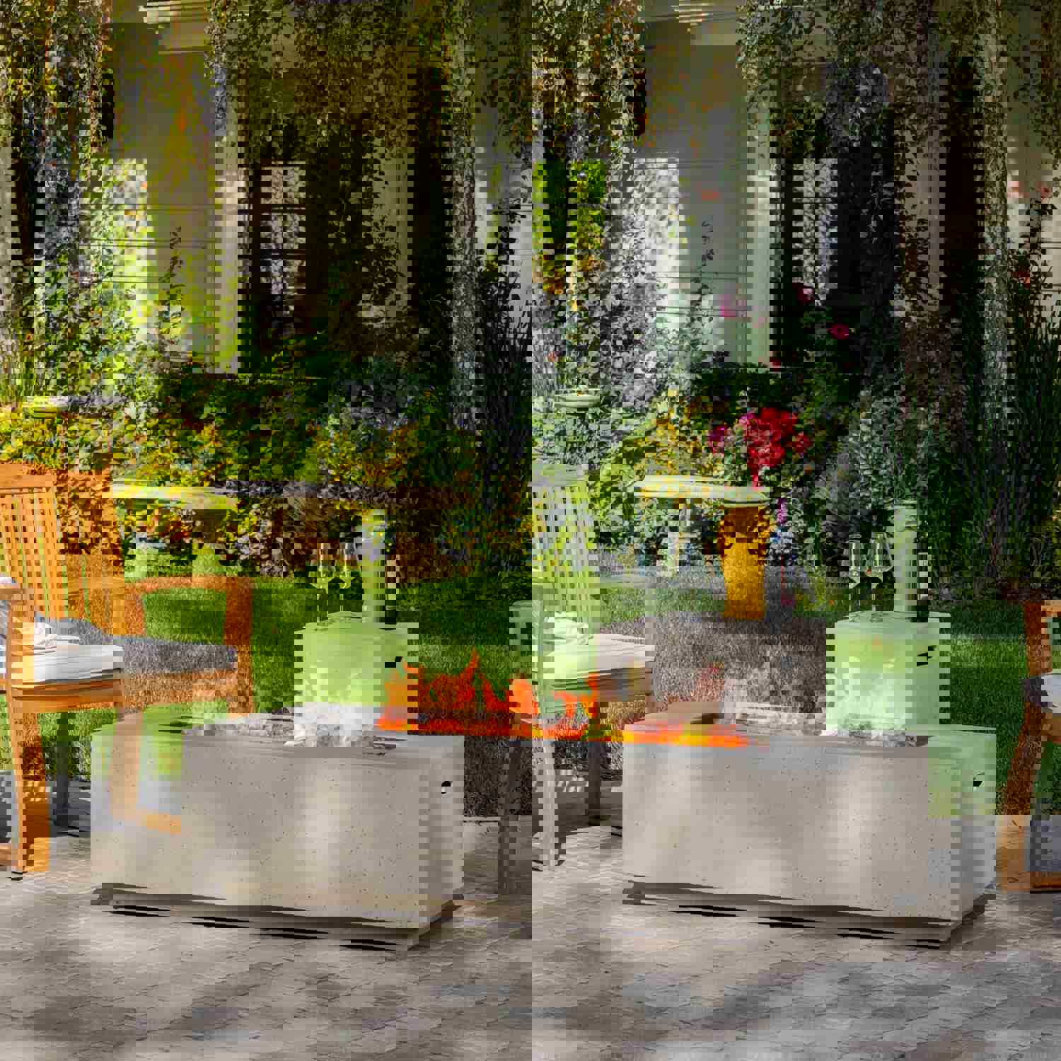 Spacious Outdoor Propane Rectangle Coffee Fire Pit Table 50,000 BTU