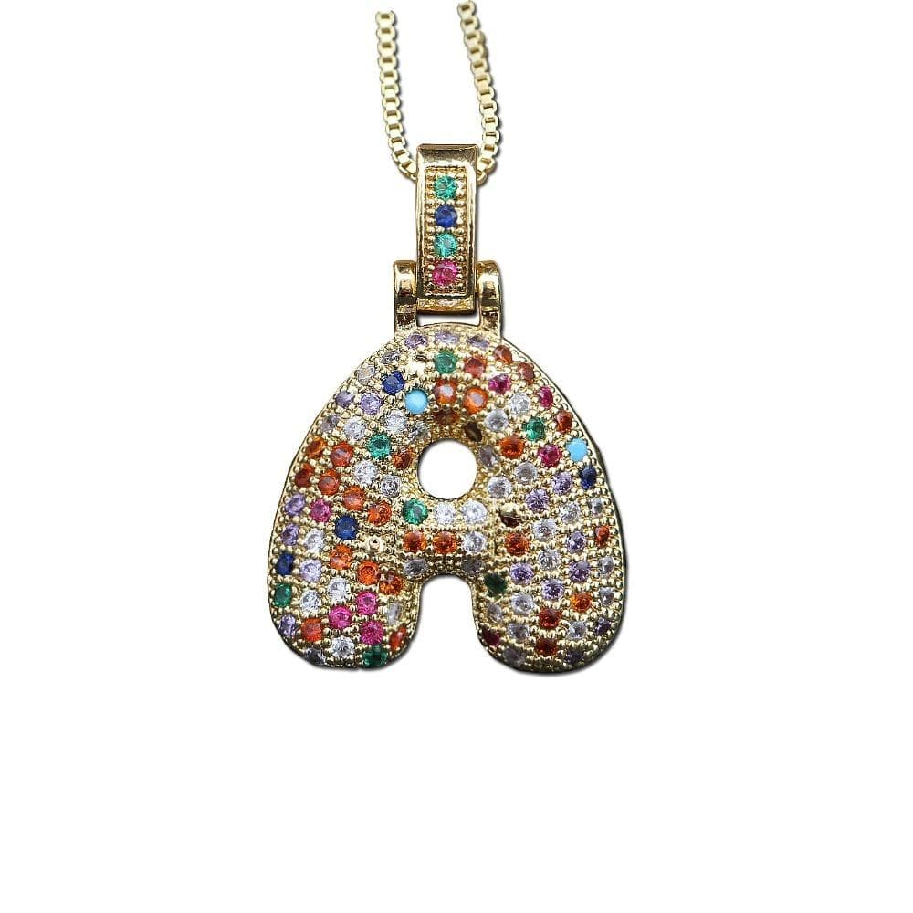 The Bubbly Initial Rainbow Necklace