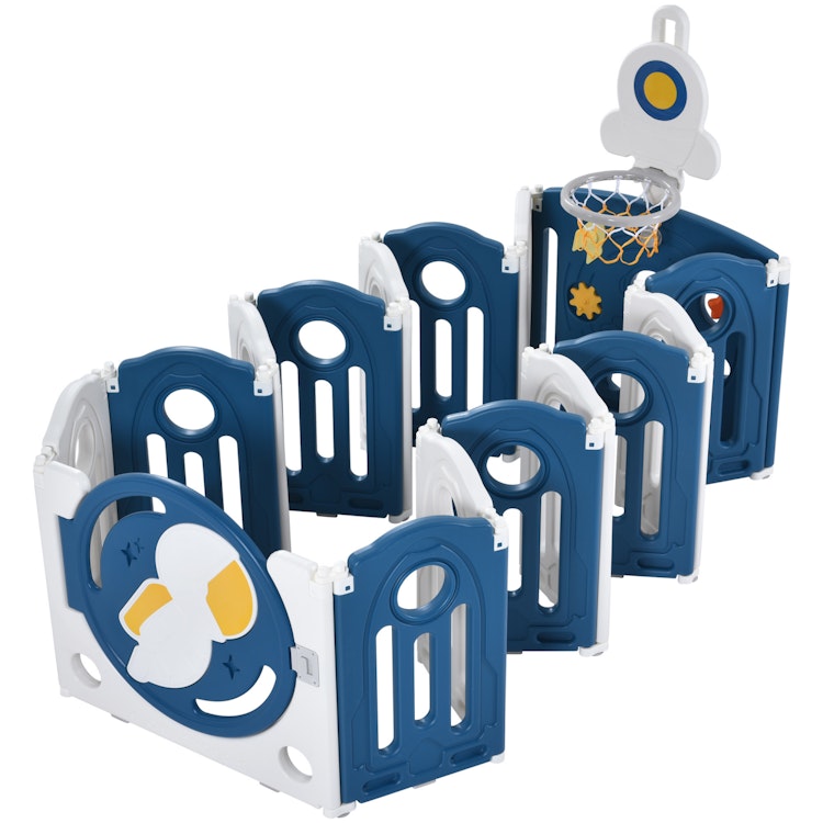 Astronaut Theme Baby Playpen - Foldable Play Yard for Toddlers, Indoor & Outdoor Safety Gates