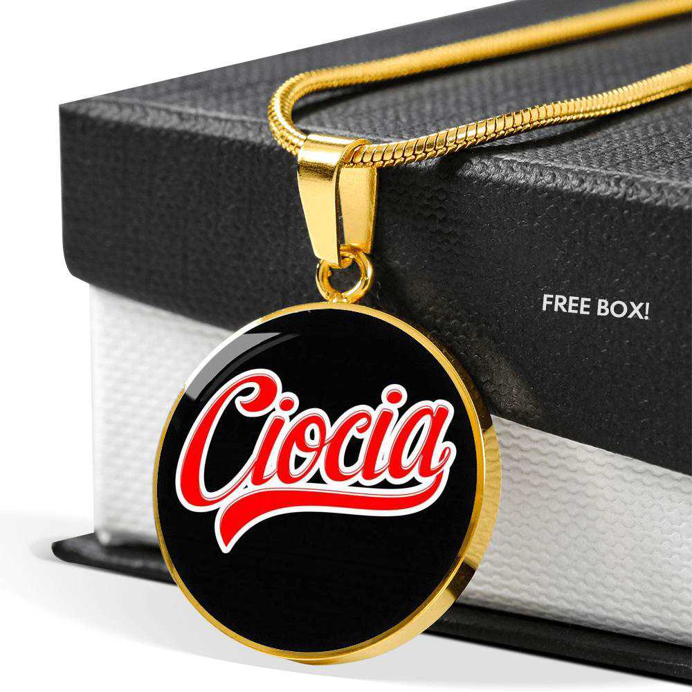 Ciocia Black Circle Pendant Necklace - Adjustable & Engravable