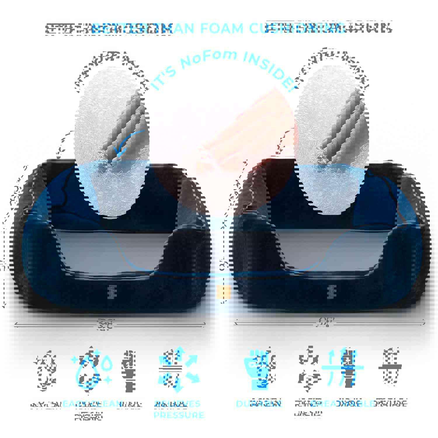 Pup Pup Kitti Heavenly Orthopedic Pet Lounger with NoFom Cushion Technology - Medium, Blue