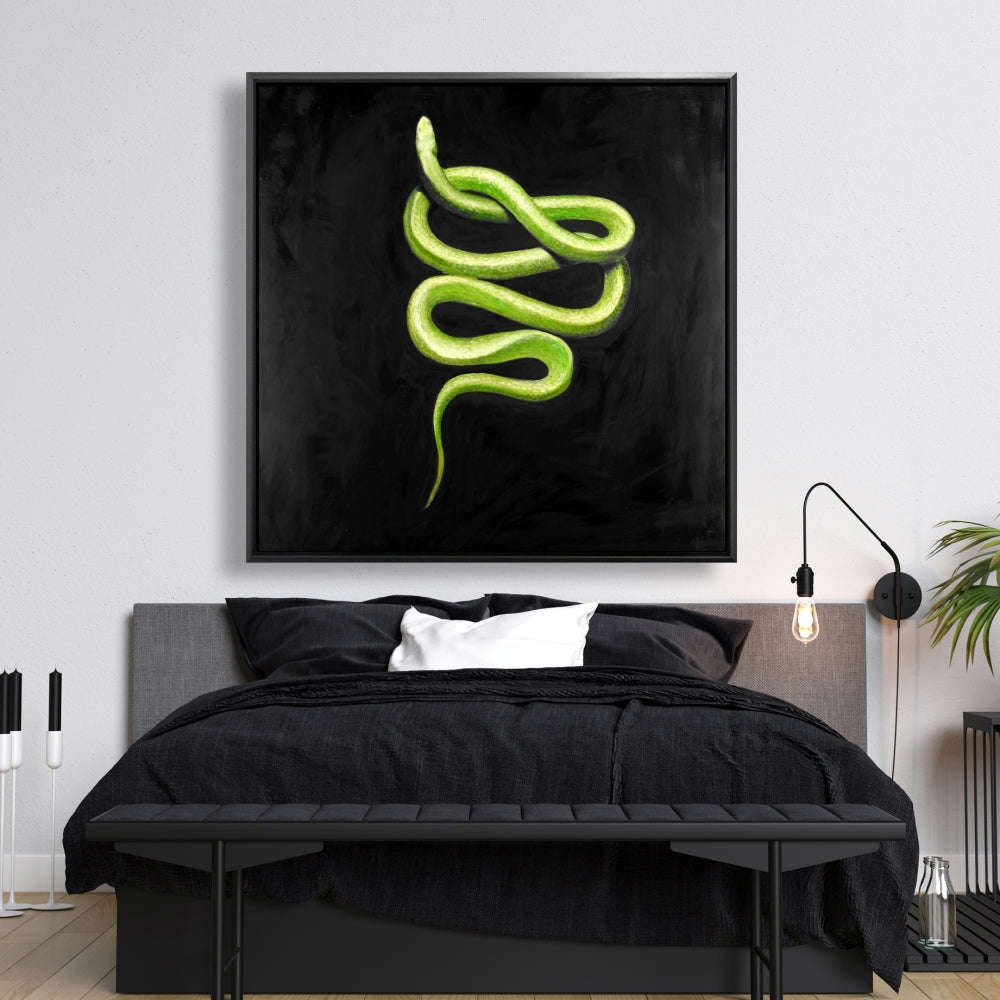 Green Snake Fine Art Gallery Wrapped Canvas 36x36