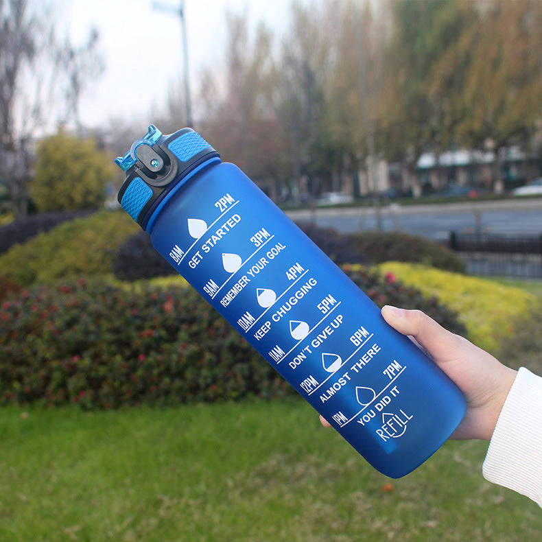 HeyoCombat 32 OZ Motivational Water Bottle with Ice Grid, Leakproof & BPA Free