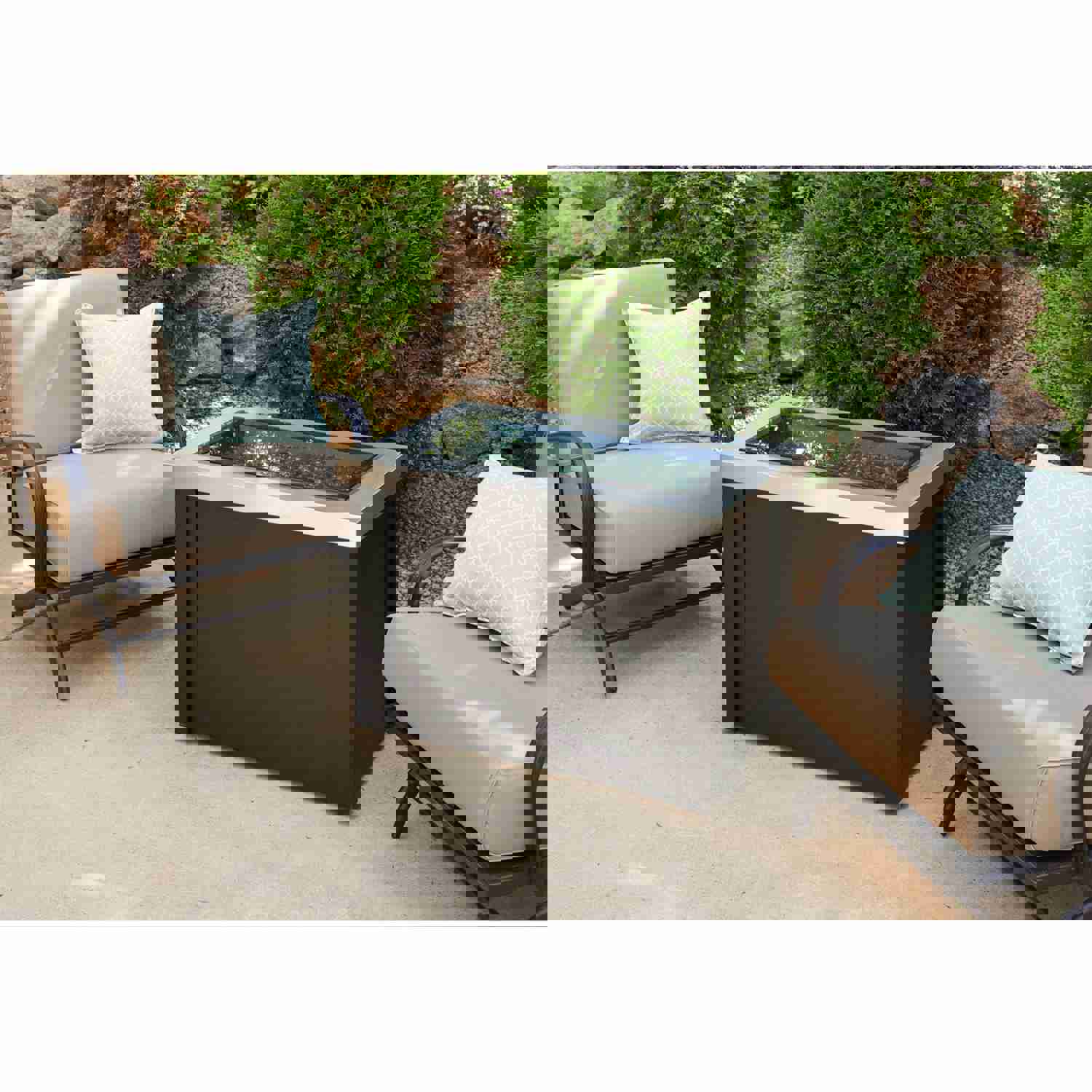 The Outdoor GreatRoom Company Stainless Steel Providence Rectangular Gas Fire Pit Table | PROV-1224-SS