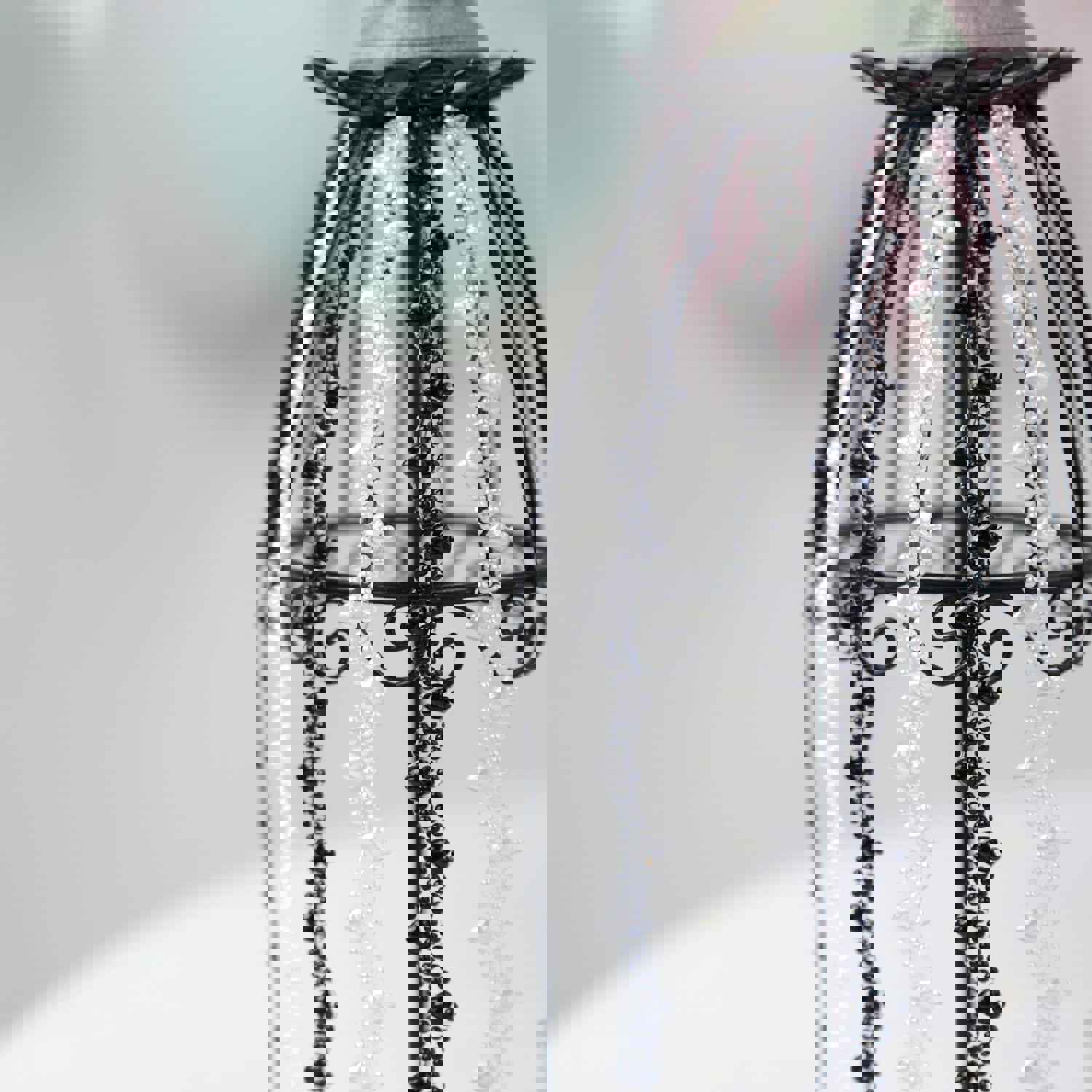 Blush Self Adhesive Craft Rhinestone Trim Strips with Heart Pearl Embellishment