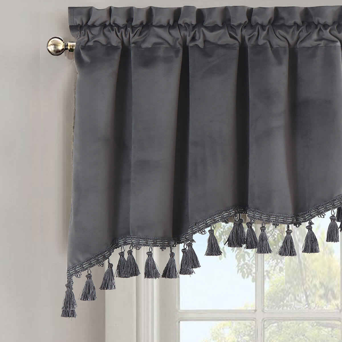 Heavyweight Velvet Swag Valance 70”W x 30”L - Elegant Window Drape with Tassels