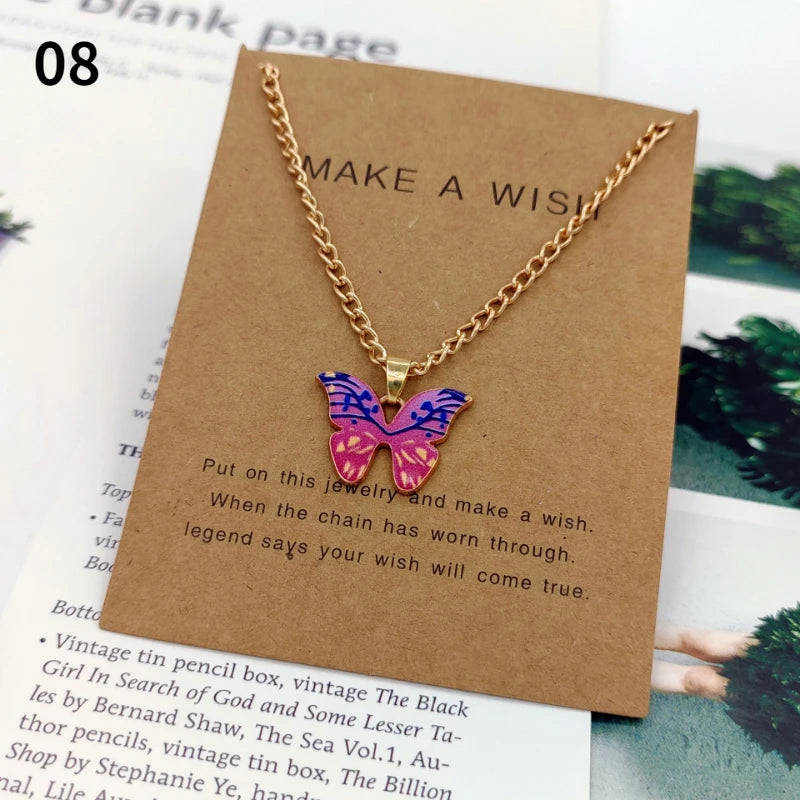 Fashion Butterfly Pendant Necklace for Women - Sweet Multicolor Insect Clavicle Chain