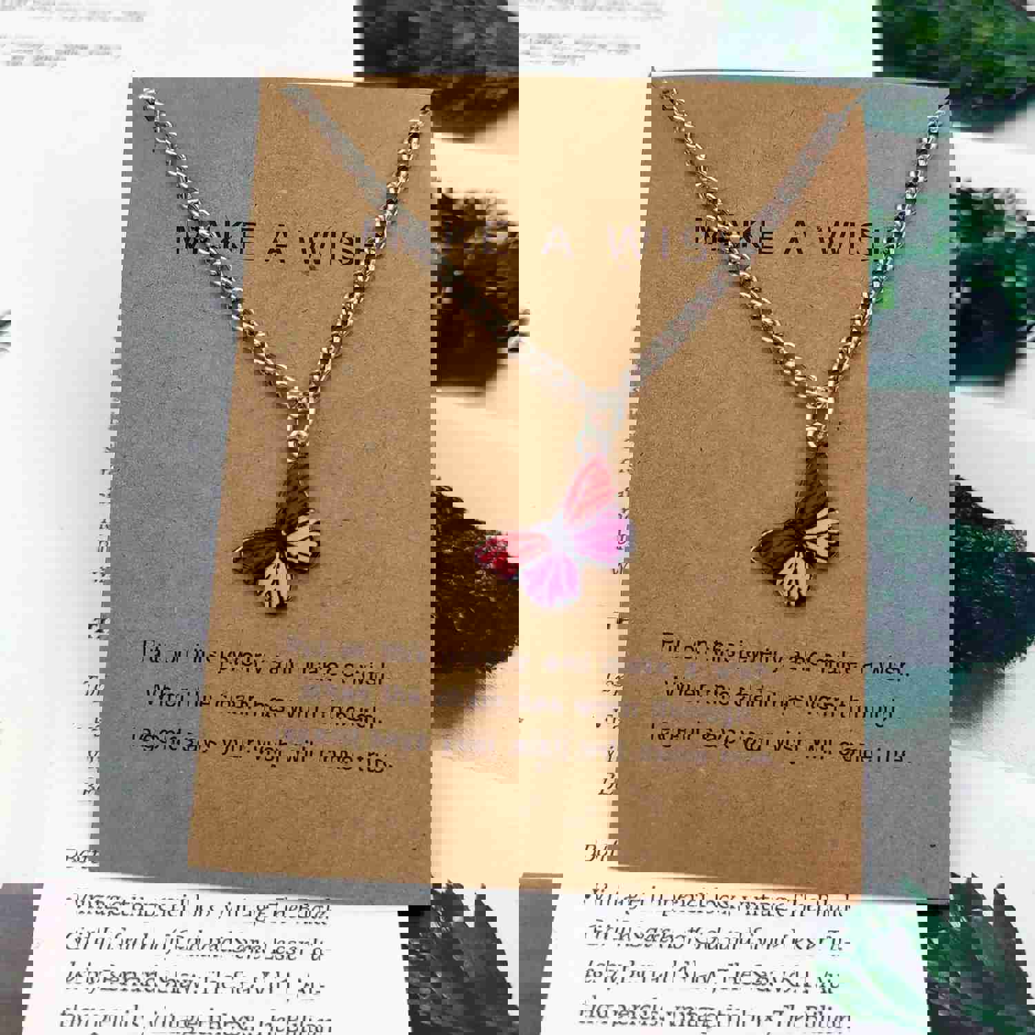 Fashion Butterfly Pendant Necklace for Women - Sweet Multicolor Insect Clavicle Chain