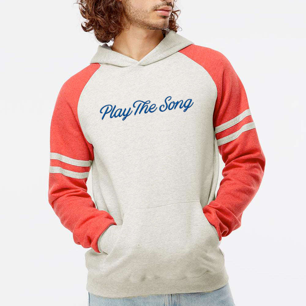 Play The Song Script Hoodie - Embroidered Color-Block Sweatshirt