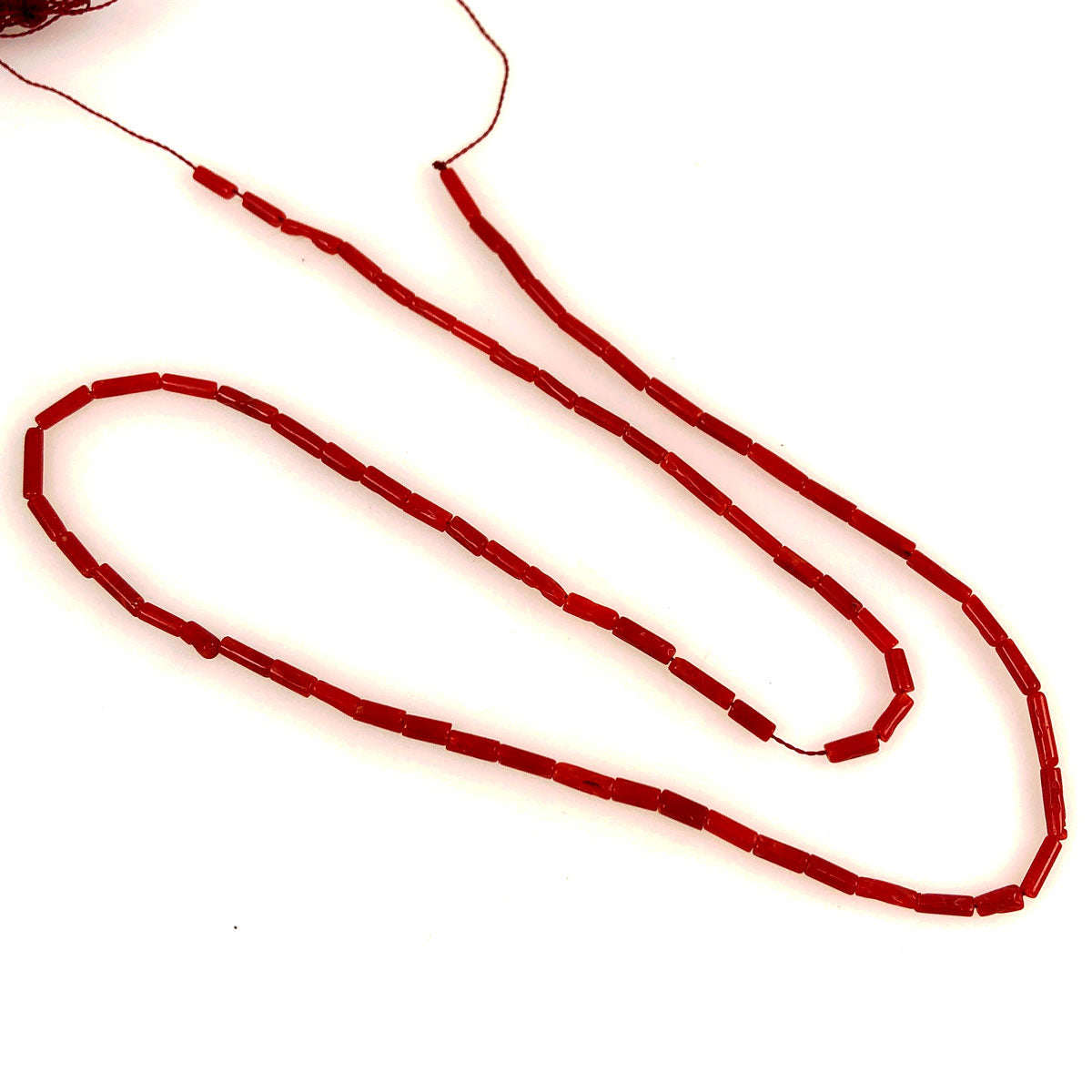 Italian Oxblood Red Coral Heishi Tubes Natural Beads