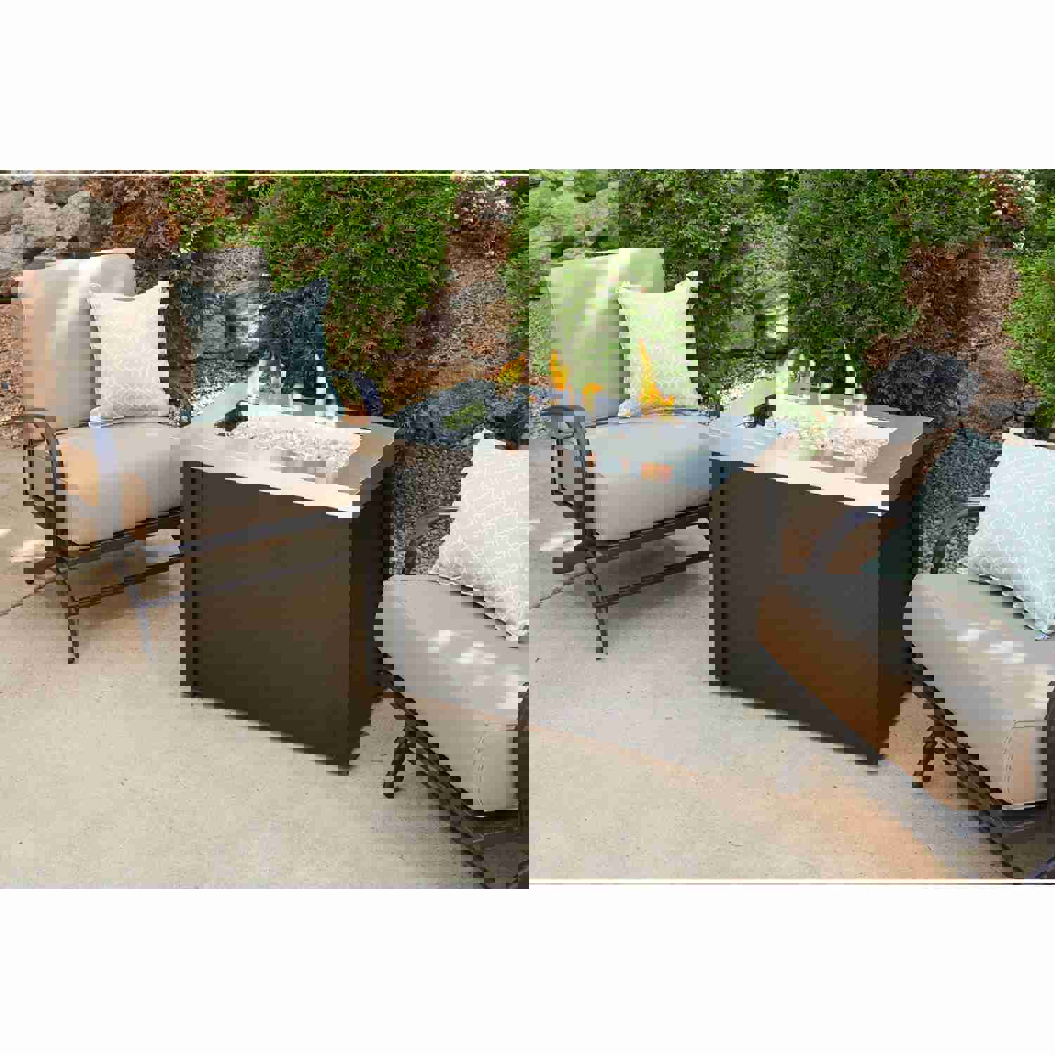 The Outdoor GreatRoom Company Stainless Steel Providence Rectangular Gas Fire Pit Table | PROV-1224-SS