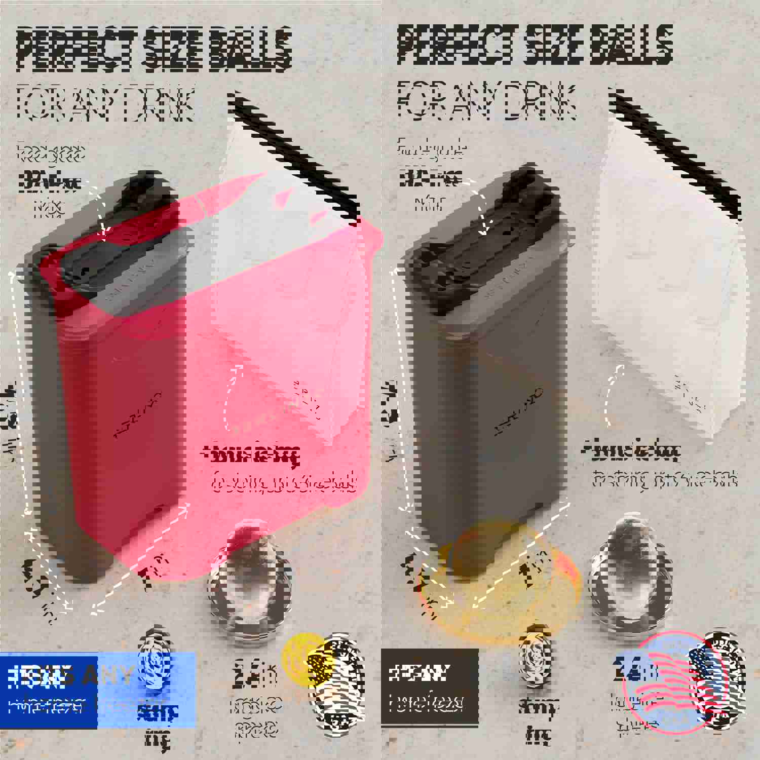 Berlinzo Premium Clear Ice Ball Maker [2024 Upgraded] - Large 2.4-inch Crystal Clear Ice Balls for Whiskey Cocktail