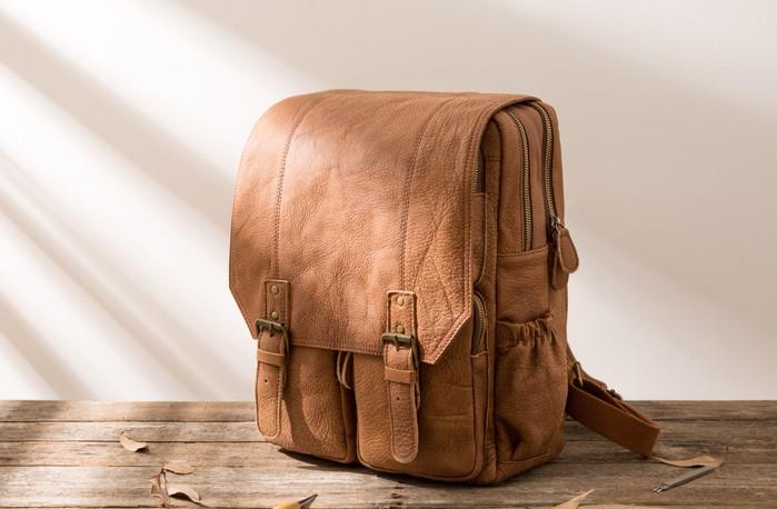 Cool Brown Men's Leather Backpack - Travel & Laptop Backpack
