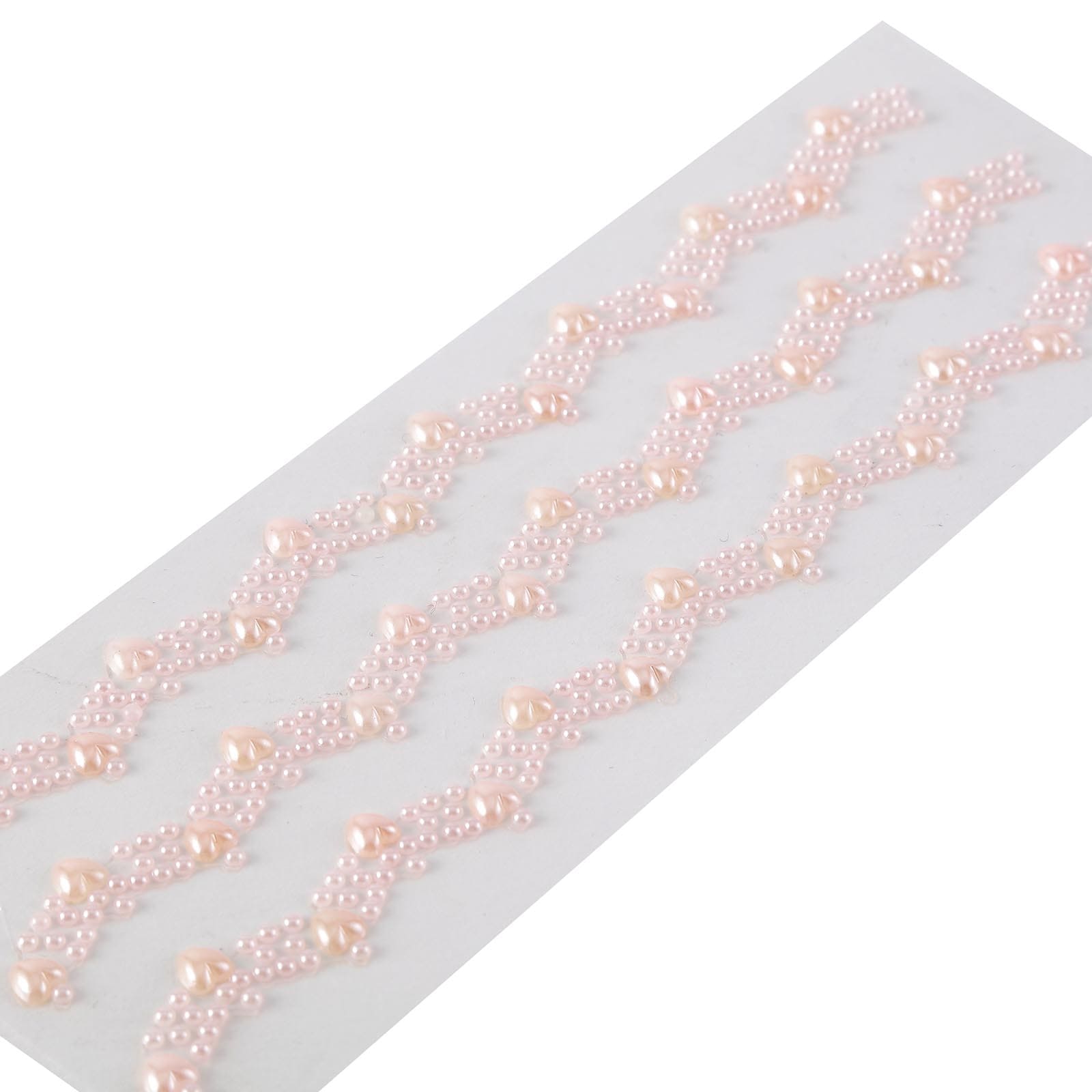Blush Self Adhesive Craft Rhinestone Trim Strips with Heart Pearl Embellishment