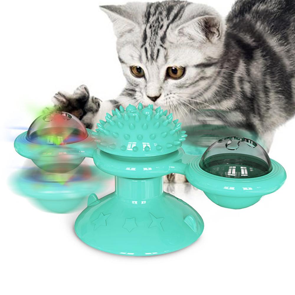 Interactive Puzzle Training Turntable Windmill Ball Toy for Cats