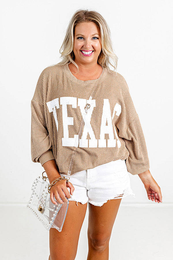 Texas State Pride Sweatshirt in Light Khaki