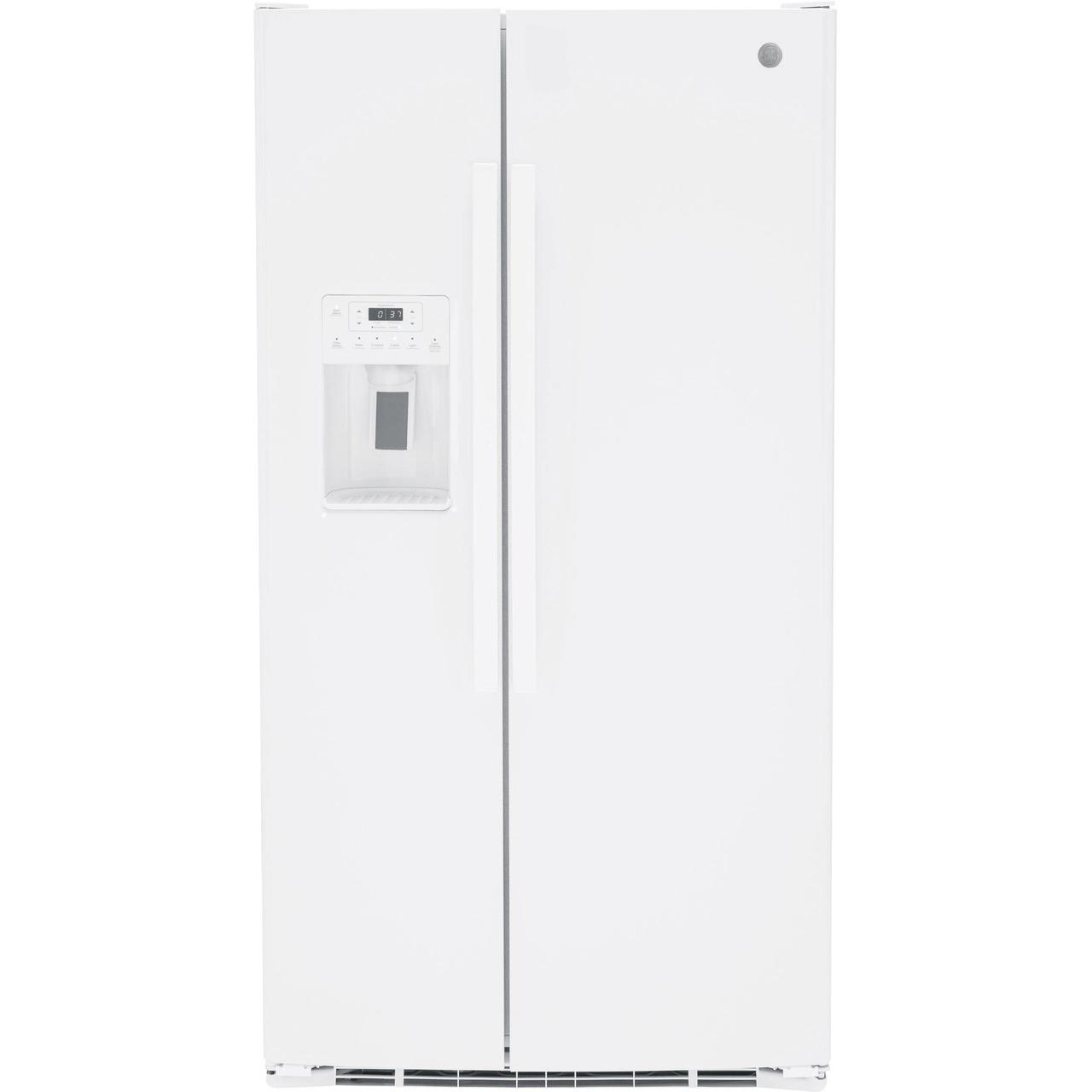 GE 36-inch, 25.3 cu. ft. Side-by-Side Refrigerator with Water and Ice Dispenser GSS25GGPWW