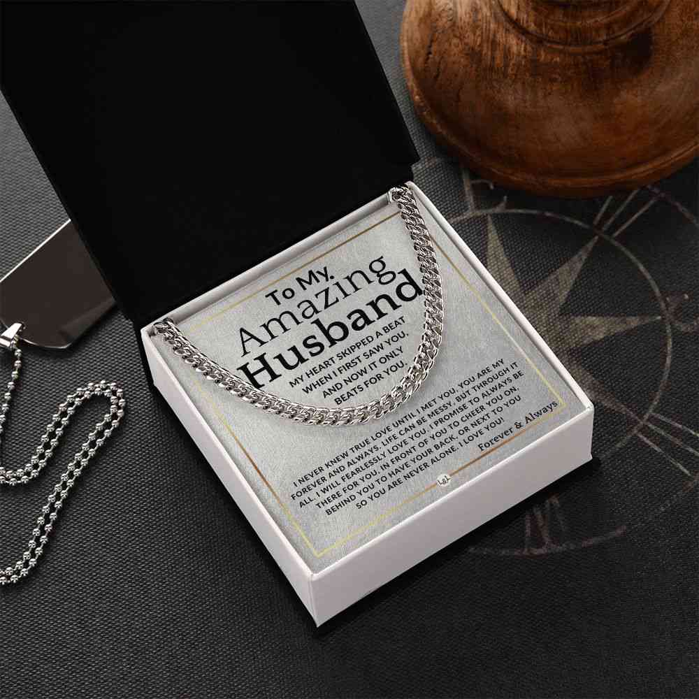 To My Husband - True Love Necklace - Romantic Gift for Christmas, Valentine's Day, Birthday or Anniversary