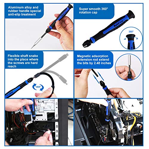Kaisi 136 in 1 Professional Electronics Repair Tool Kit with Magnetic Drive and Portable Bag