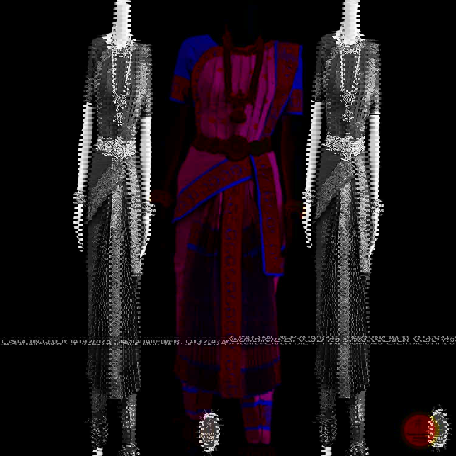 PURPLE BLUE 36 inchs Pant Length KUCHIPUDI Copper Zari Indian Dance Costume | Art silk Dharmavaram kanchi | Classical Dance Jewelry