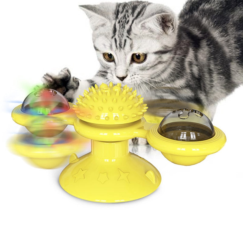 Interactive Puzzle Training Turntable Windmill Ball Toy for Cats