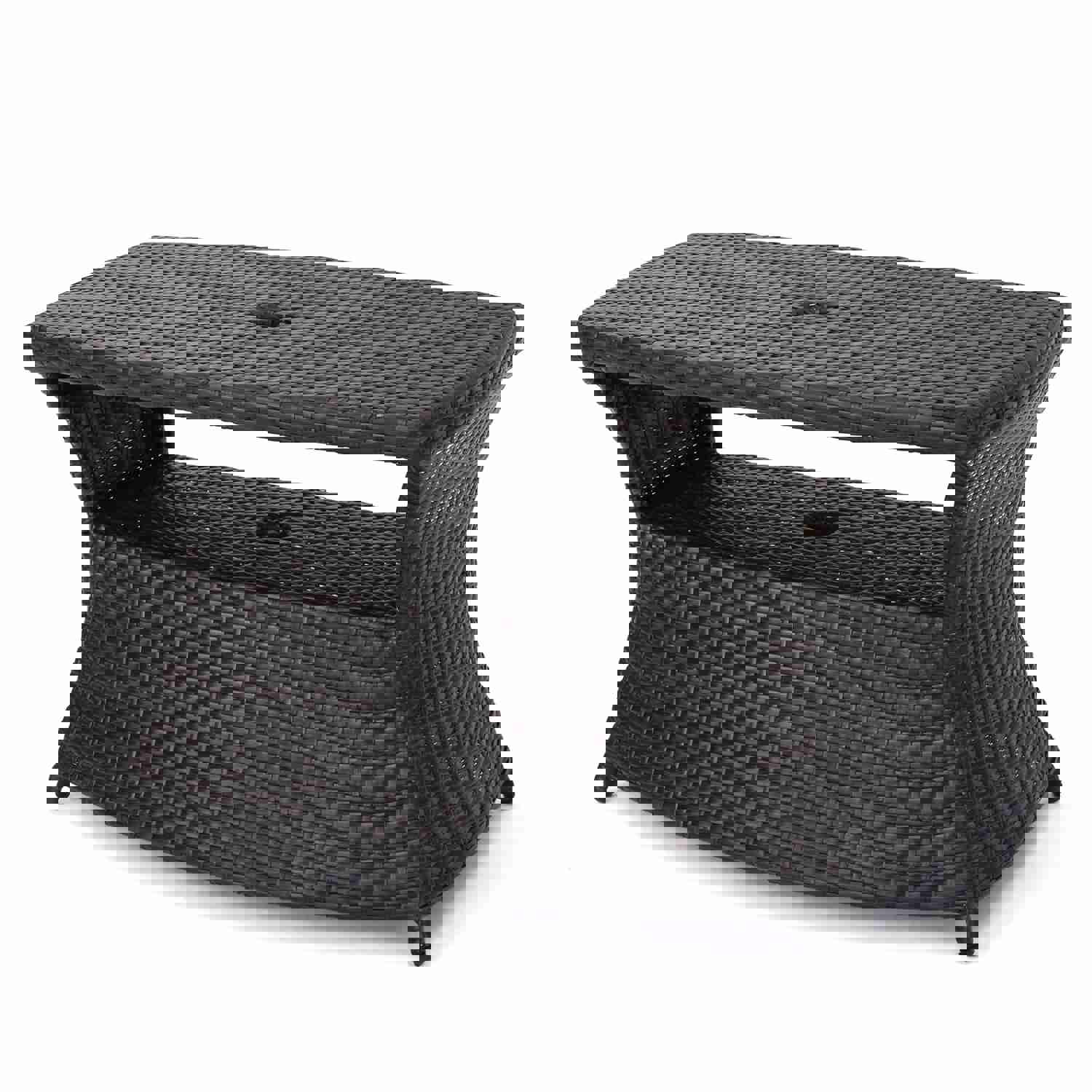 Lakeport Outdoor 3 Piece Multibrown Wicker Chaise Lounge Set with Table