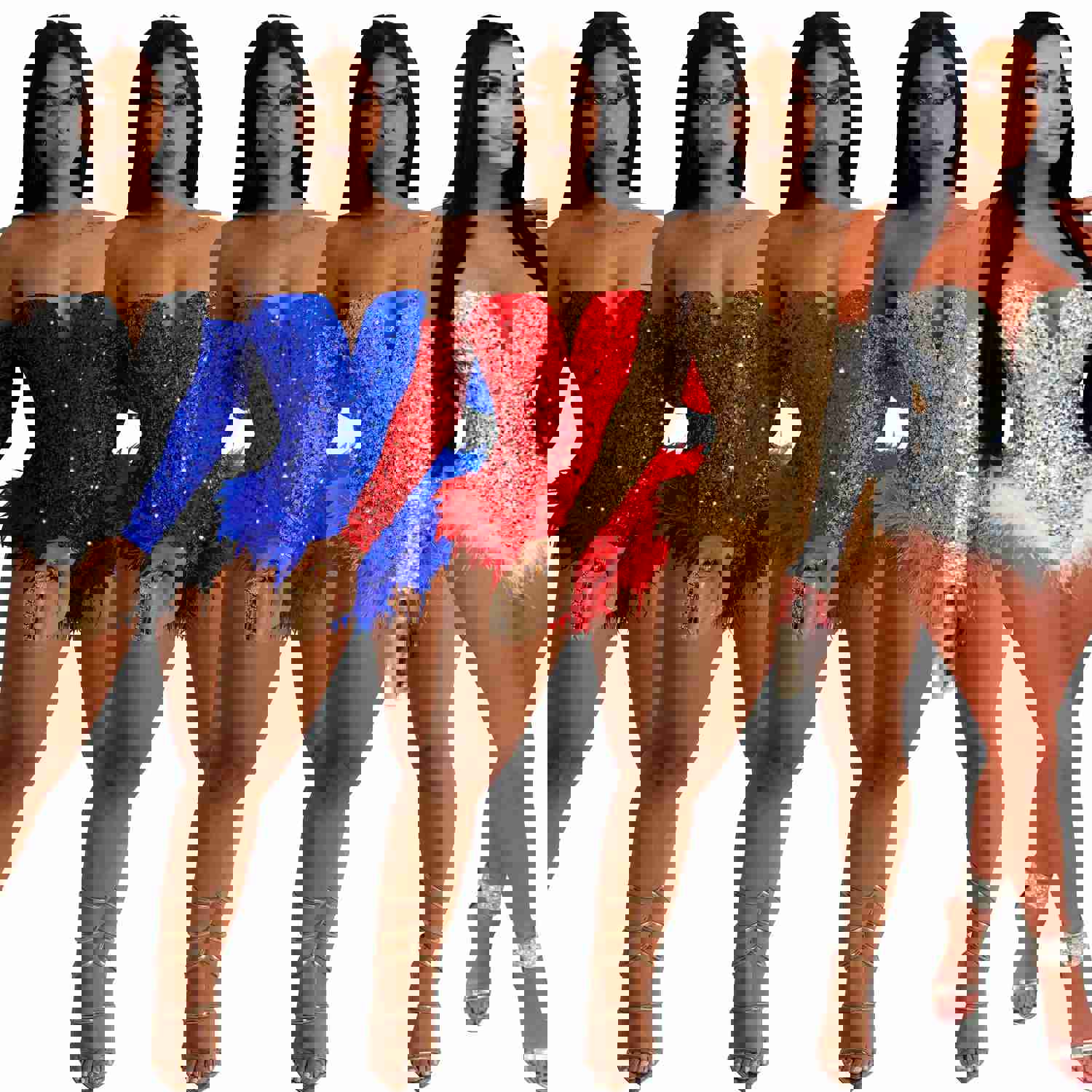Nukty Women's Sequins Bodysuit - High Stretch Polyester Romper for Night Club & Vacation