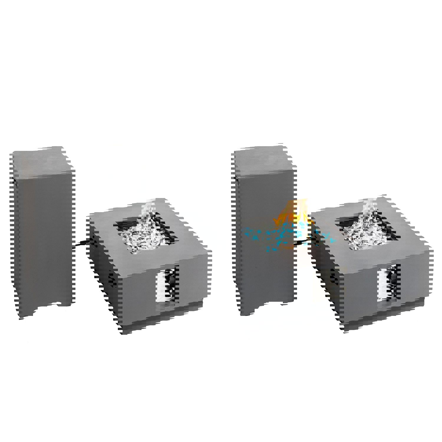 28inch Concrete Propane Outdoor Fire Pit Table with Propane Tank Cover Grey