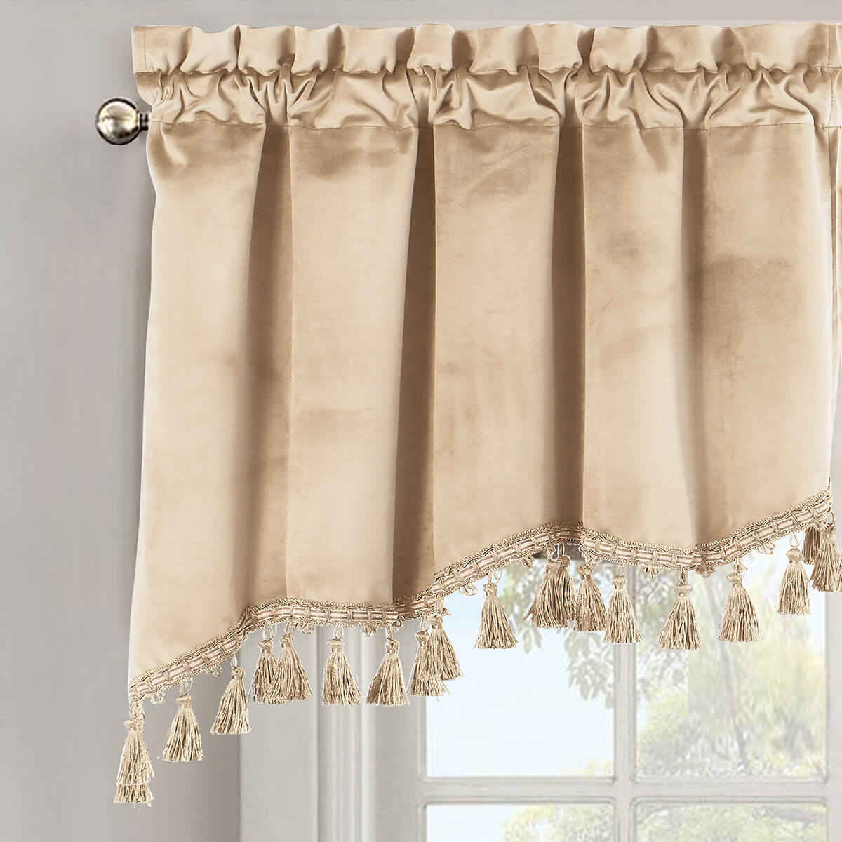 Heavyweight Velvet Swag Valance 70”W x 30”L - Elegant Window Drape with Tassels