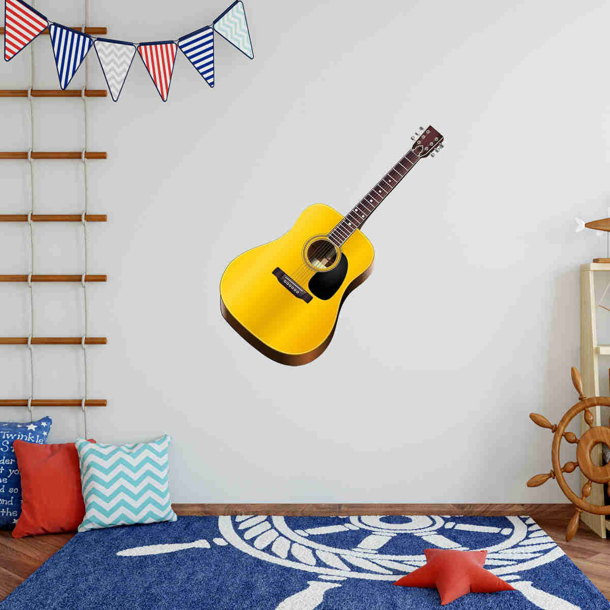 Acoustic Guitar Peel and Stick Vinyl Wall Decal VWAQ - G482