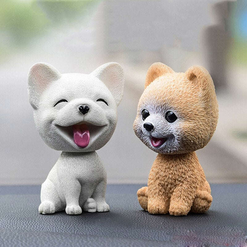 9cm Husky Teddy Pomeranian Car Shake Head Dog Ornament - Cute Nodding Decoration Gift for Car Interior, Home, and Room