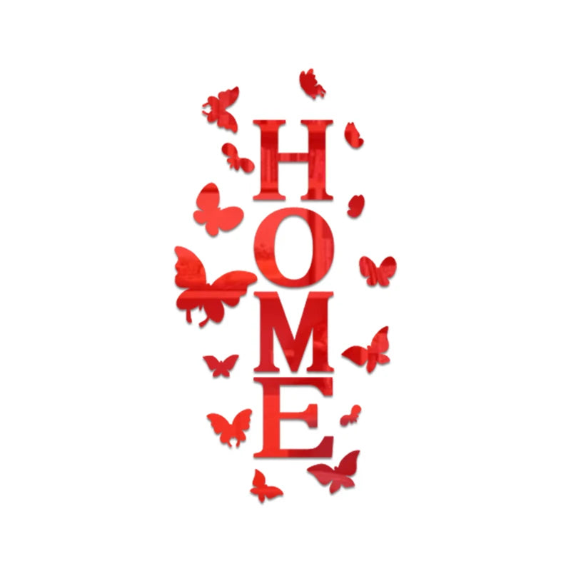 Butterfly English Letters Acrylic Mirror Surface Wall Sticker Alphabet Poster