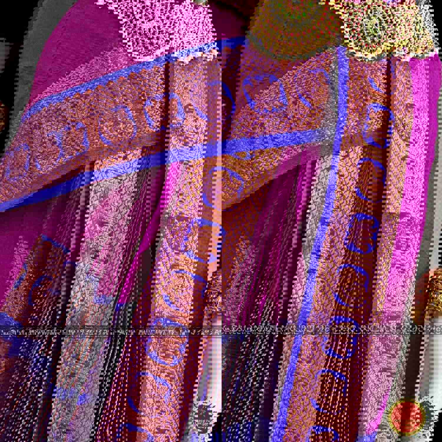 PURPLE BLUE 36 inchs Pant Length KUCHIPUDI Copper Zari Indian Dance Costume | Art silk Dharmavaram kanchi | Classical Dance Jewelry