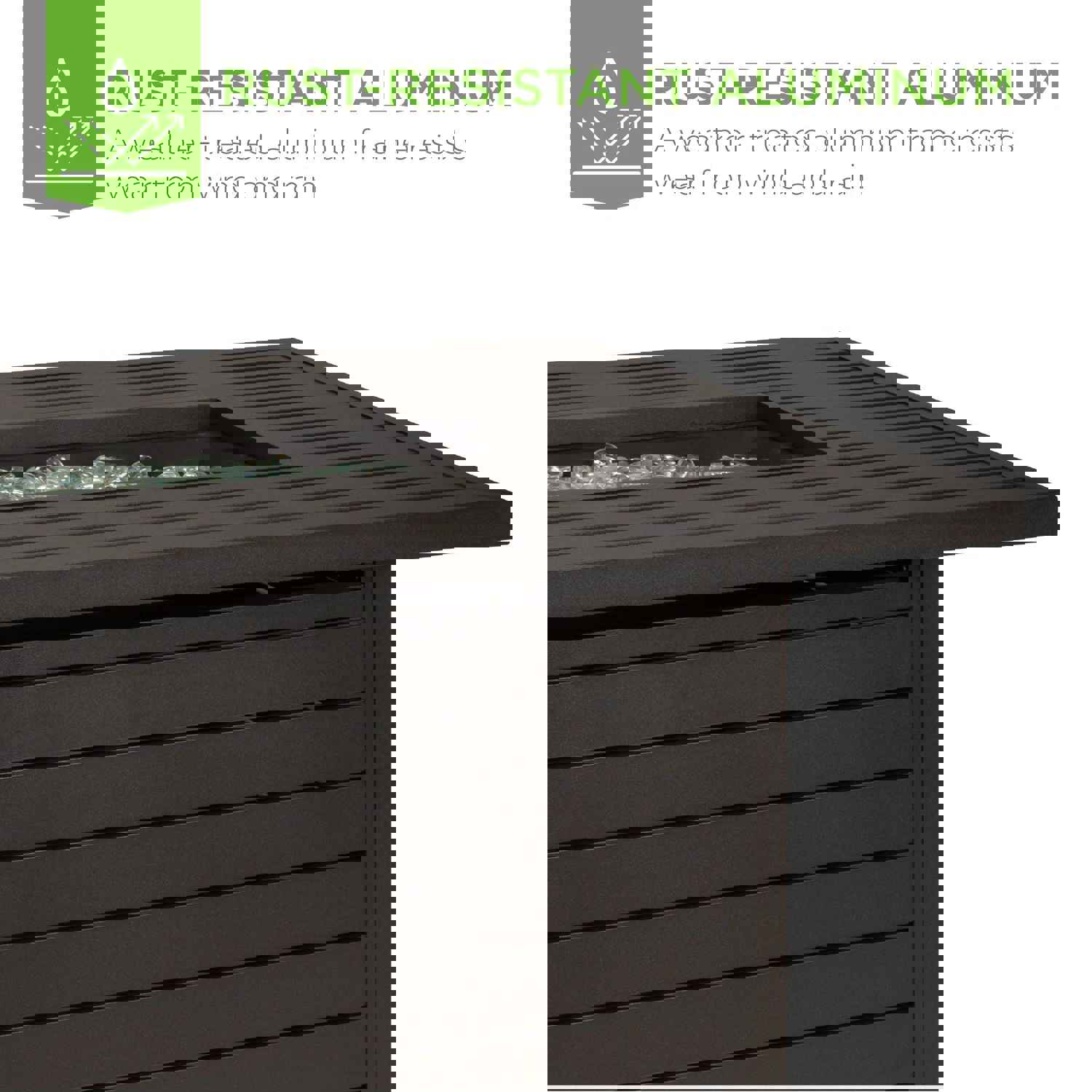 Best Choice Products 57in 50,000 BTU Rectangular Aluminum Gas Fire Pit Table with Storage, Cover, and Glass Rocks - Dark Brown