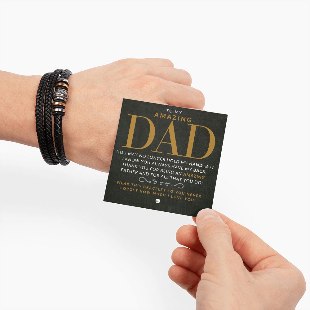 Gift For Dad - Mens Leather Bracelet For Dad - Great For Christmas, Fathers Day or His Birthday