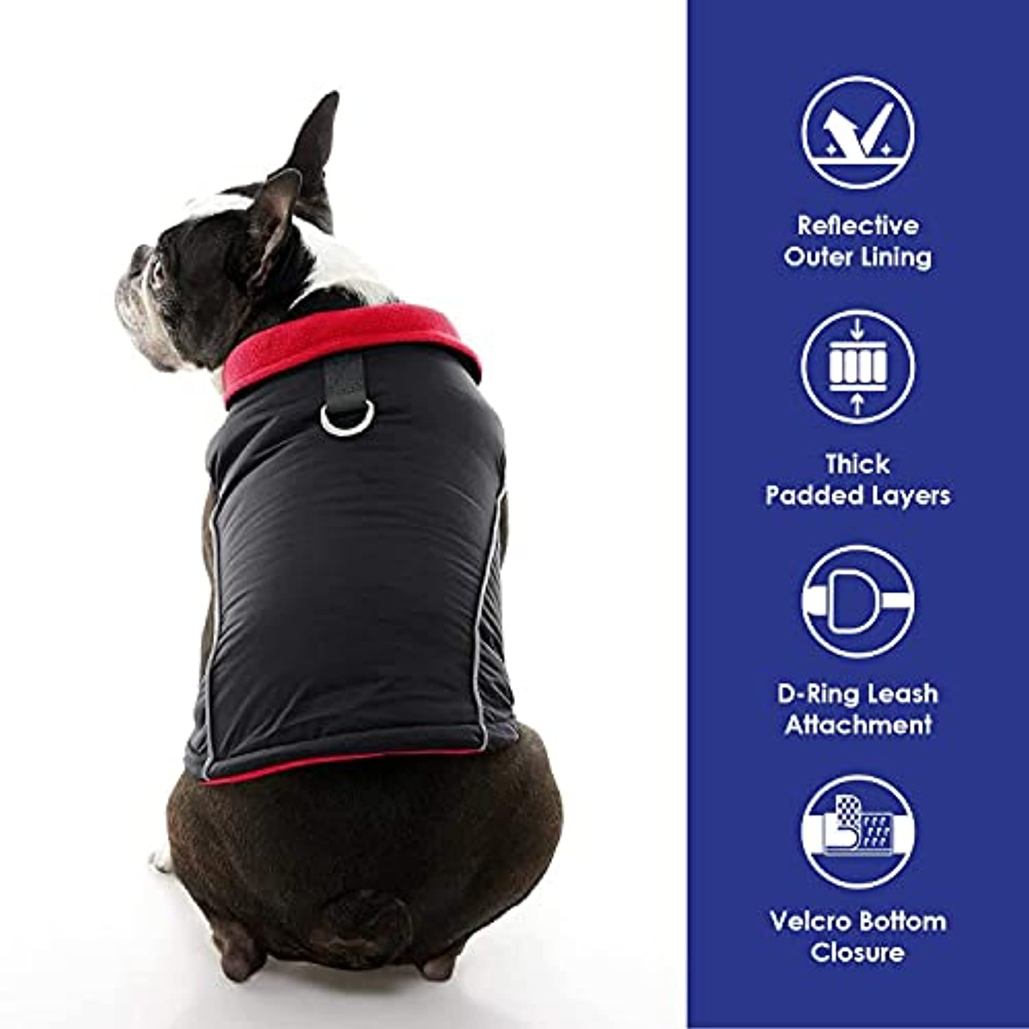 Feeke Sports Vest Dog Jacket - Reflective Fleece-Lined Vest for Small Dogs