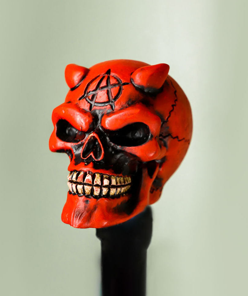 Red Horned Devil Demonic Skull Car Shift Knob