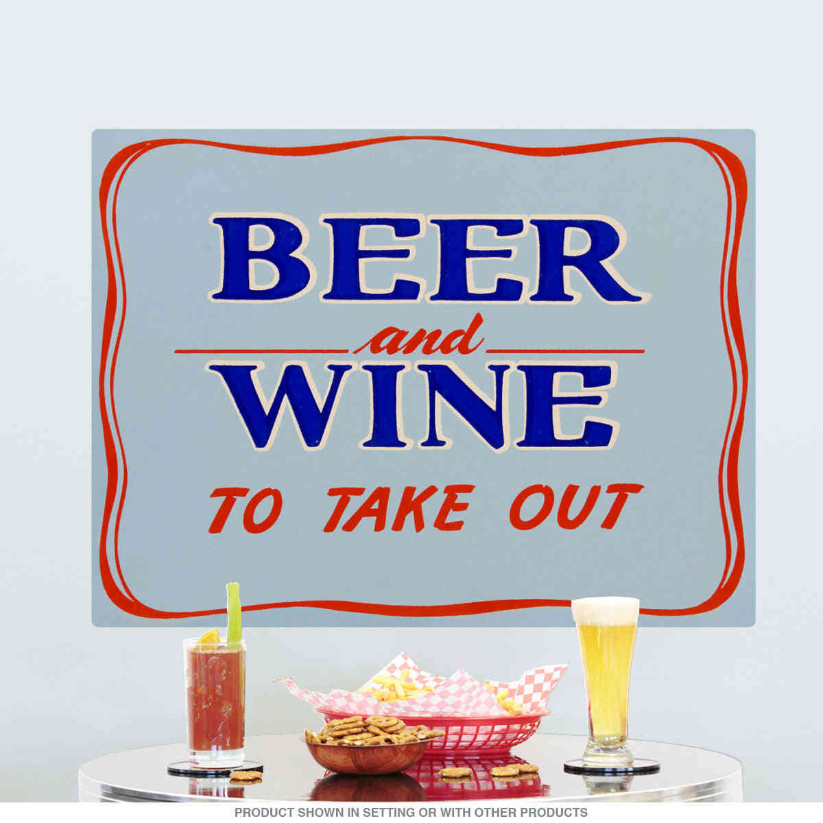 Vintage Beer and Wine Wall Decal for Retro Home Bar Decor