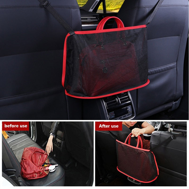 Universal Car Net Pocket Handbag Holder - Multifunction Seat Gap Storage Organizer