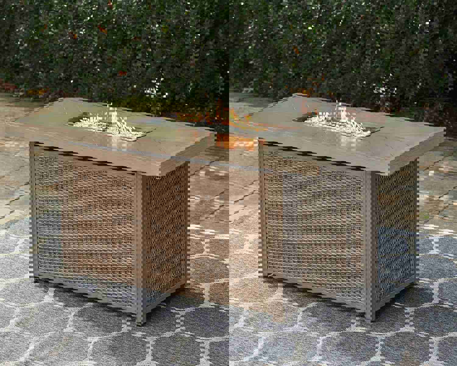 Beachcroft Rectangular Fire Pit Table - Stylish Outdoor Gas Fire Pit