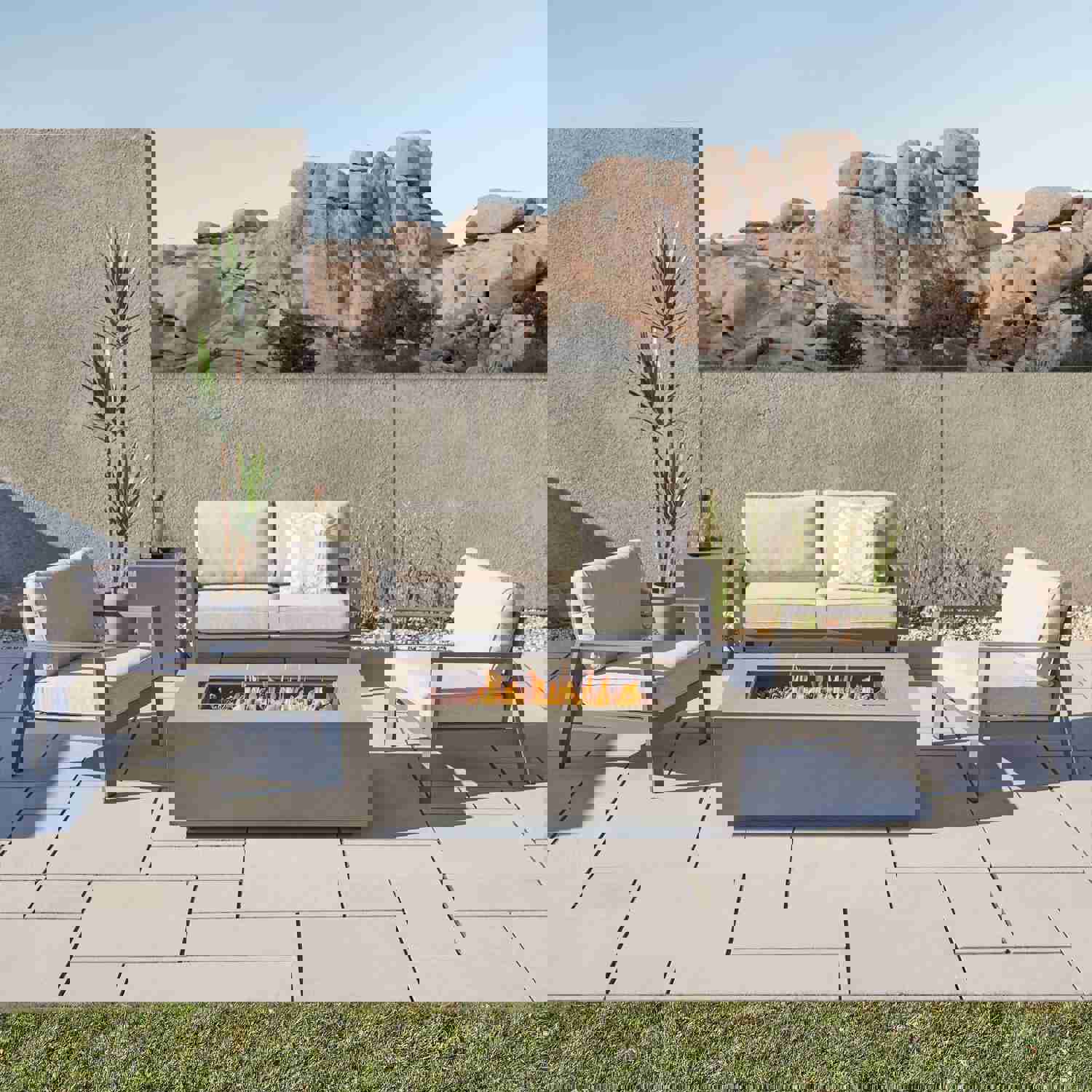 Real Flame Aegean 50 Rectangle Propane or Natural Gas Fire Pit Table