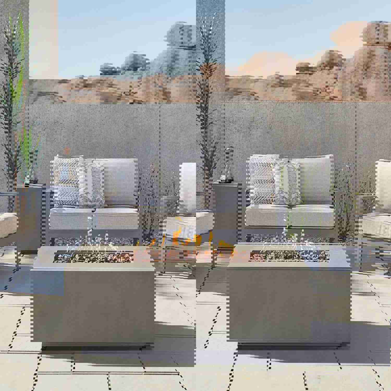 Real Flame Aegean 50 Rectangle Propane or Natural Gas Fire Pit Table