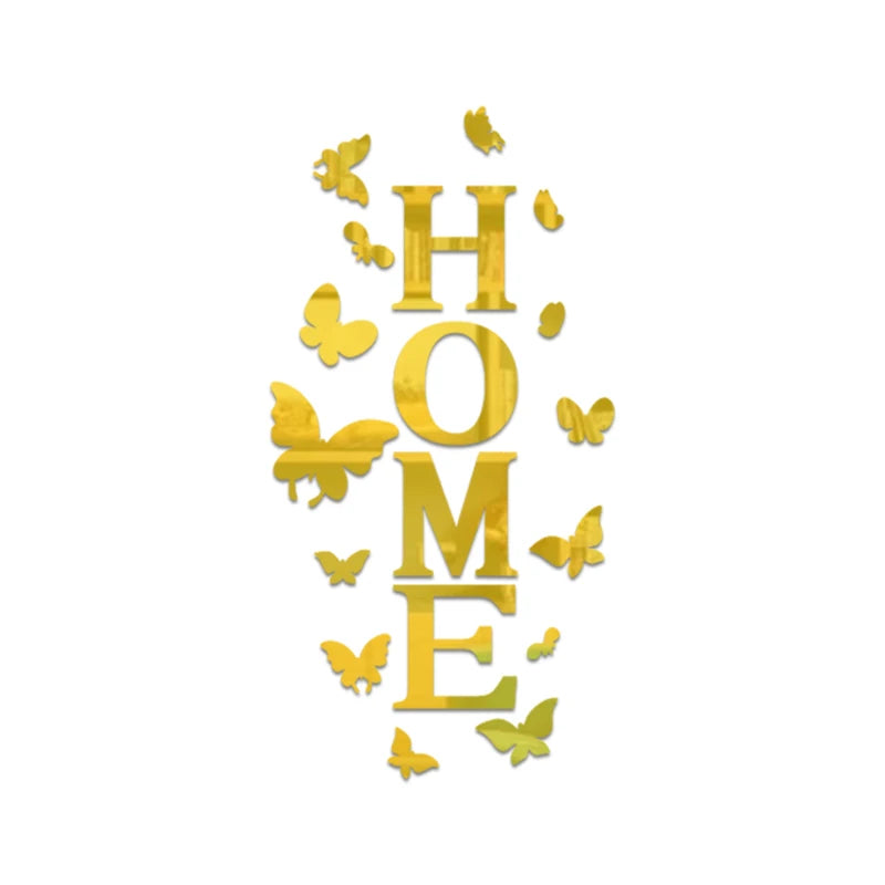 Butterfly English Letters Acrylic Mirror Surface Wall Sticker Alphabet Poster