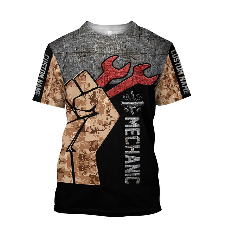 Joycorners Custom Name Mechanic Camo Printed 3D Hoodie