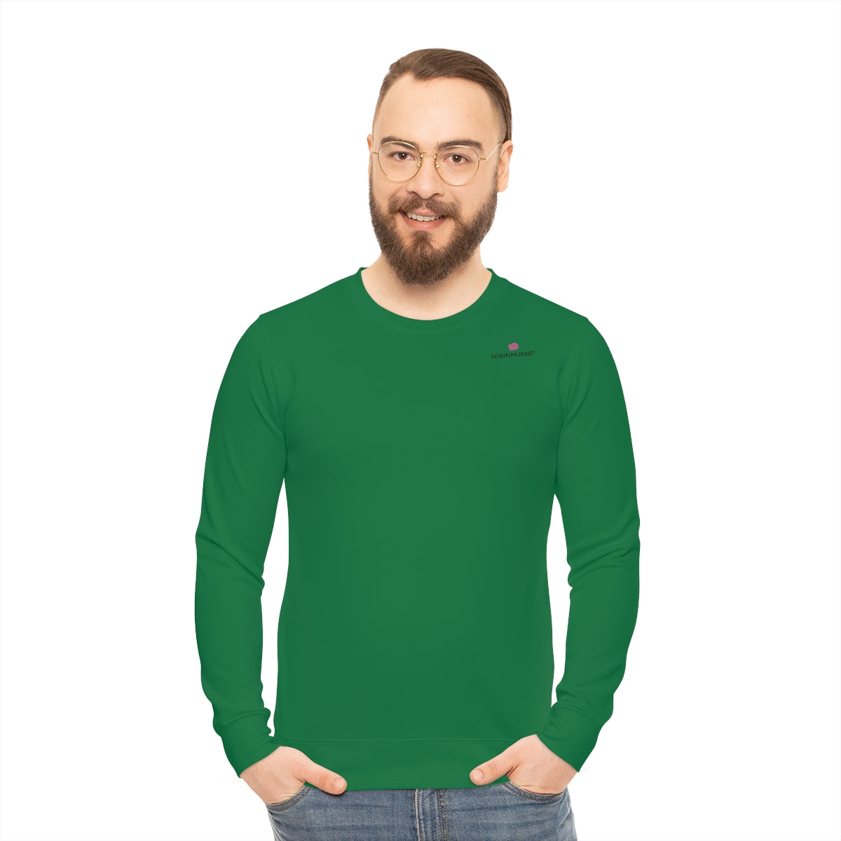 Dark Green Lightweight Men's Sweatshirt - Solid Color Regular Fit