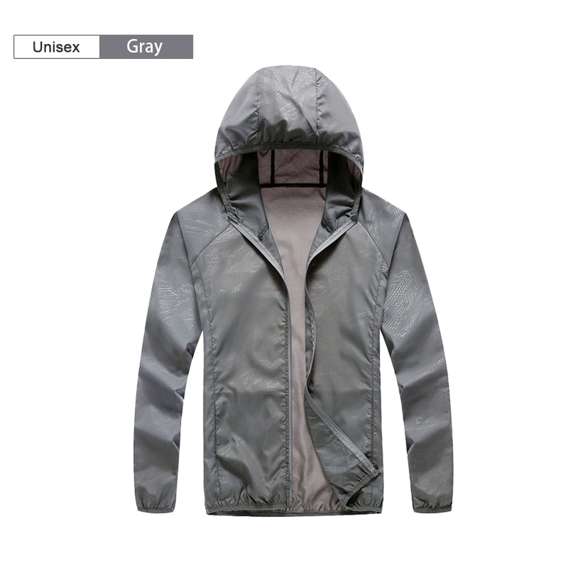 Unisex Waterproof Camping Rain Jacket with Sun Protection and Quick-Dry Feature