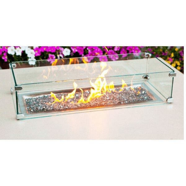 AZ Patio Heaters Rectangle Glass Fire Pit Wind Guard