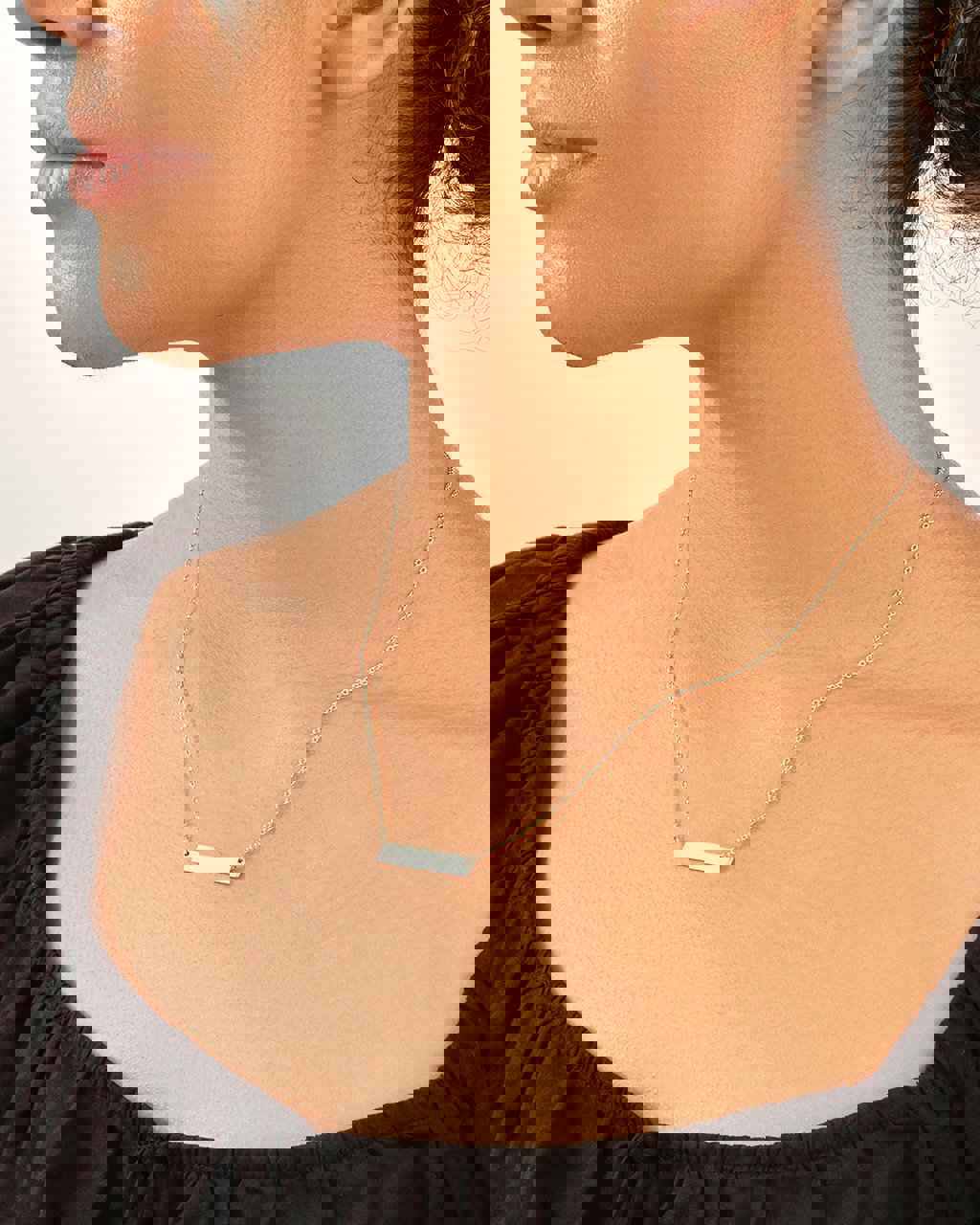 Sterling Silver Mini Bar Pendant Necklace