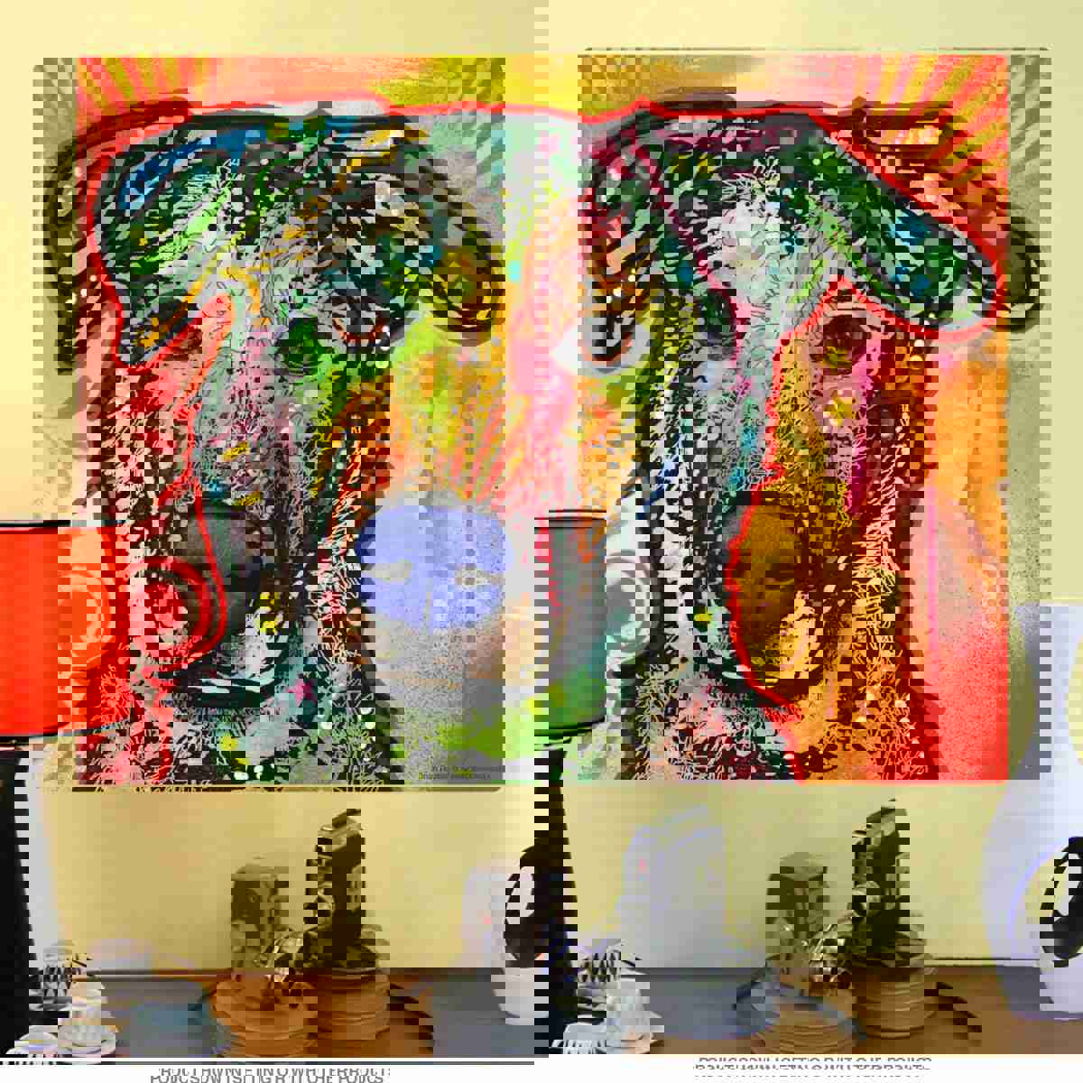 Listening Dog Dean Russo Wall Decal - Psychedelic Pet Wall Sticker