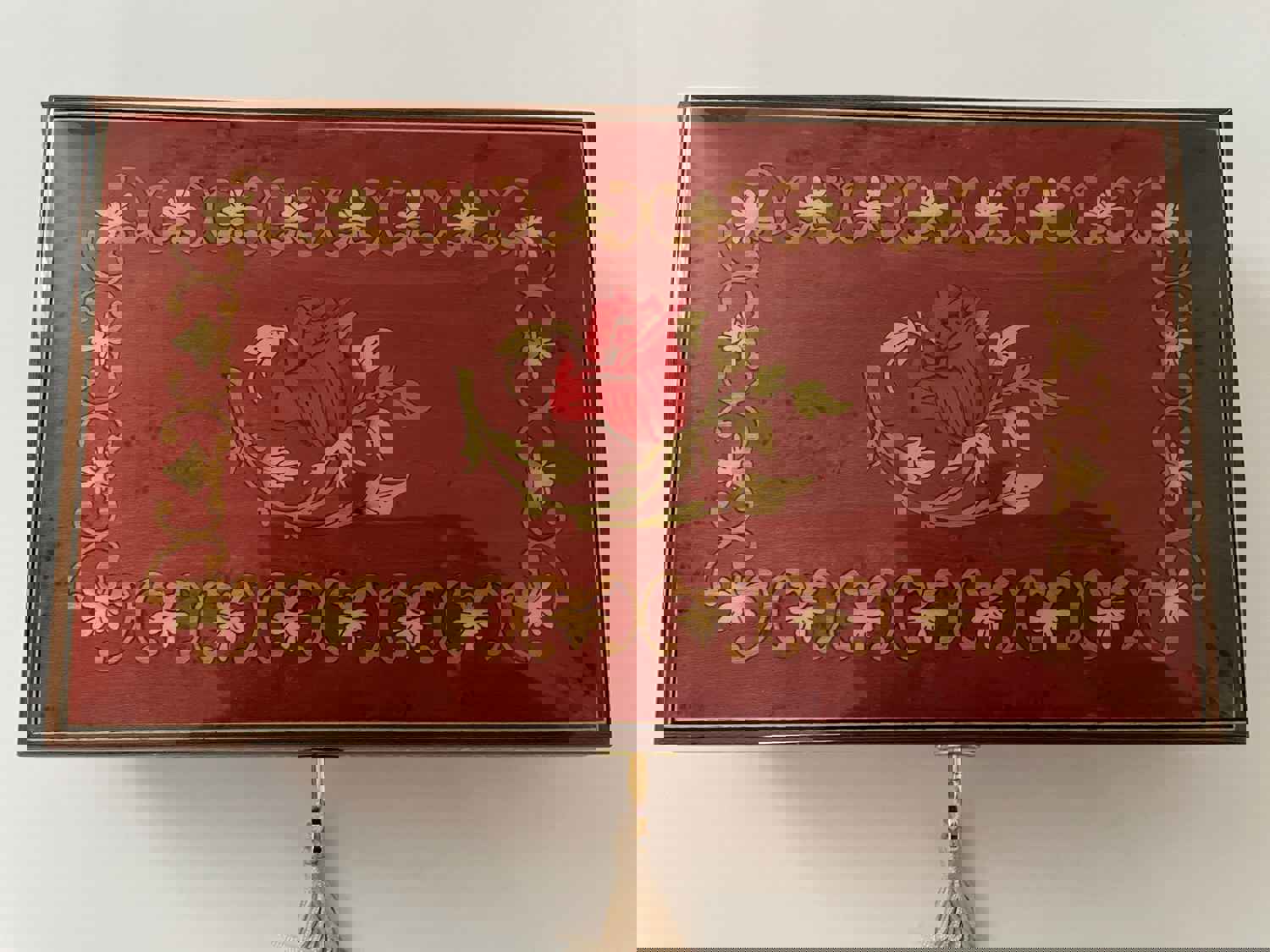 Sorrento Music Box Pink Floral with Red Rose in Glossy Finish